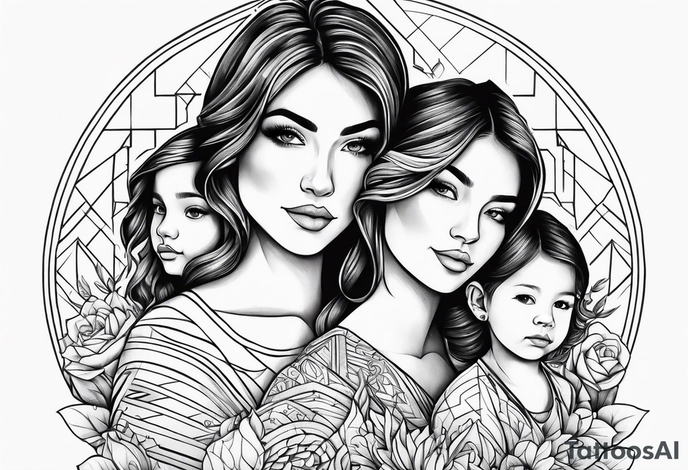 Mom with son and daughter tattoo idea