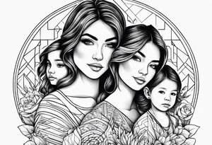 Mom with son and daughter tattoo idea