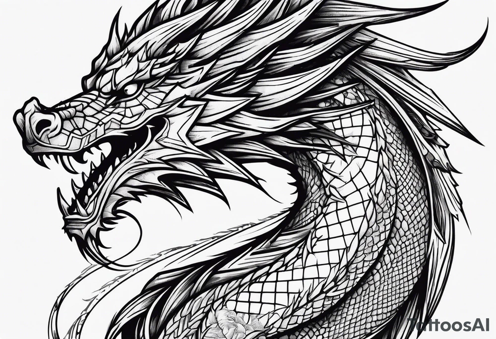 Dragon line drawing tattoo idea