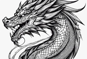 Dragon line drawing tattoo idea