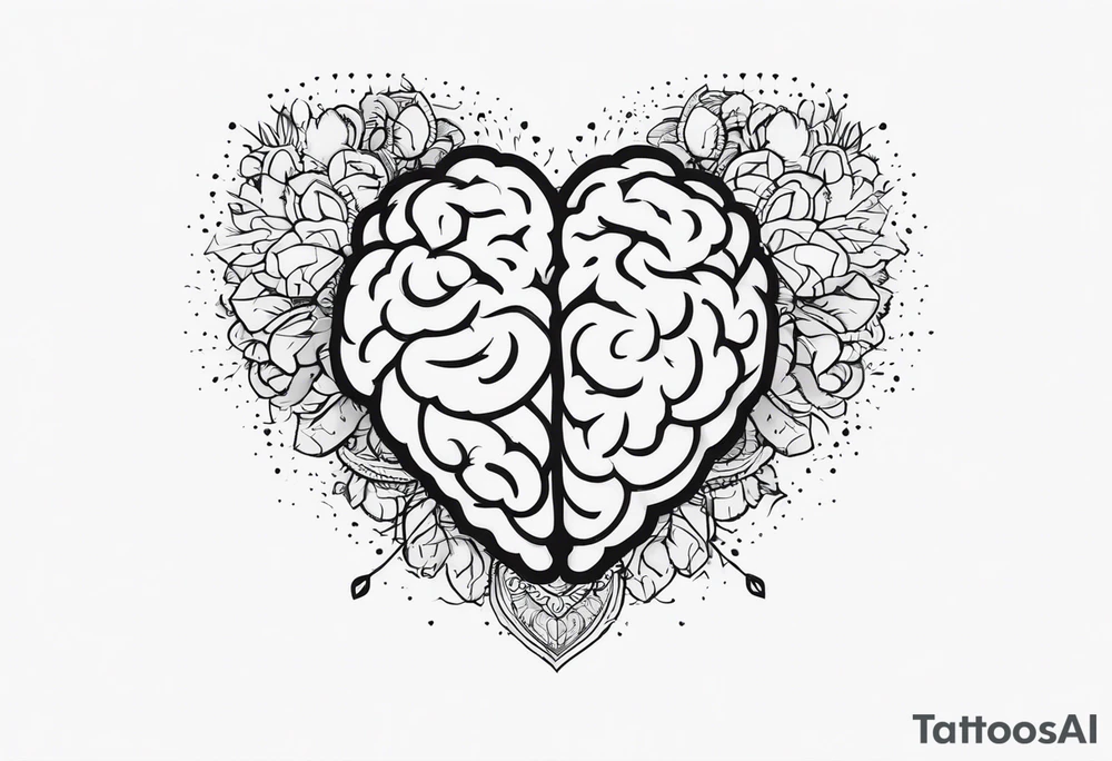 Brain, heart sign, love, heart break makes you strong, worth it, pain makes you stronger, strength with small aspects of plane, travel, wanderlust, cultures, passion, growth, family inside the heart tattoo idea