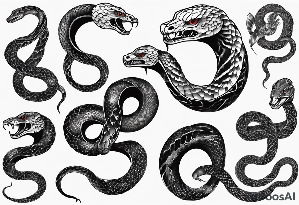 lots of black.  a snake going from chest to shoulder tattoo idea