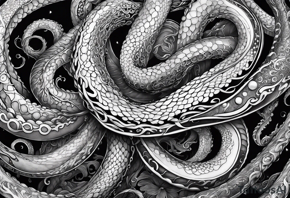 natural real entwined tentacles tattoo idea