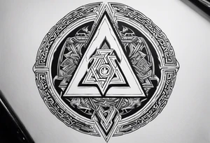 Valhalla sword shield valknut stairs tattoo idea