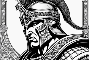 greek god ares wearing helmet tattoo idea