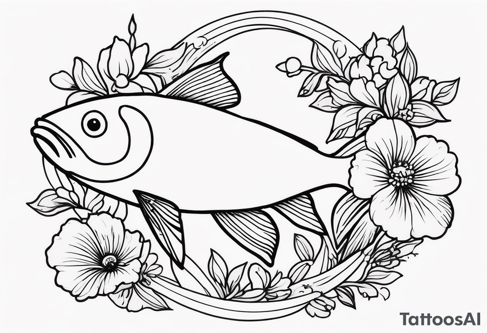 Pisces with flowers tattoo idea