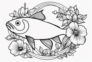 Pisces with flowers tattoo idea