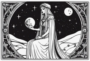 High priestess skeleton moon tarot card tattoo idea