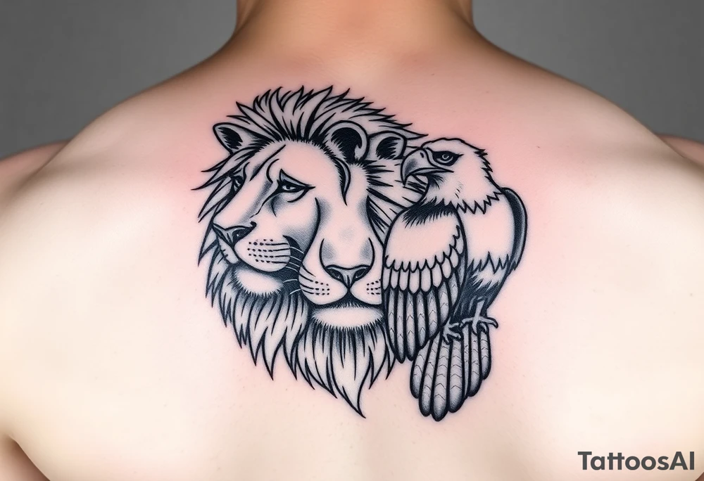 Minimalistic Dutch lion with Ecuadorian condor tattoo idea
