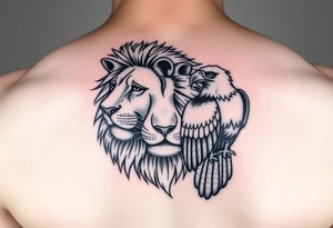 Minimalistic Dutch lion with Ecuadorian condor tattoo idea