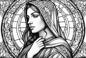 stained glass female saint tattoo idea