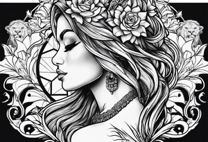 woman tattoo under the sign of a lion tattoo idea