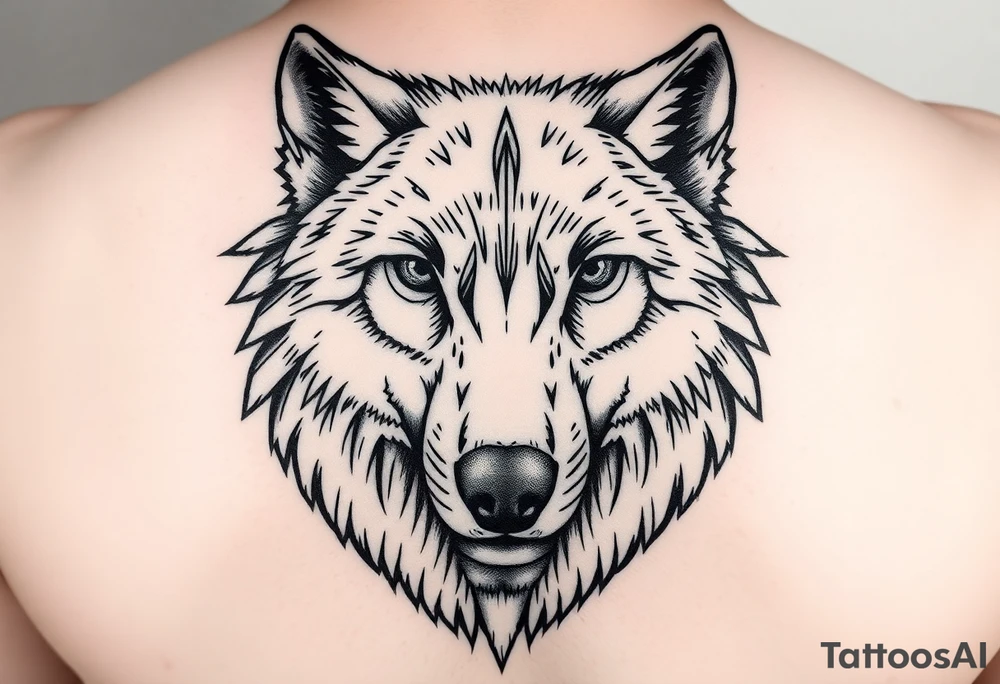 A solitary yet sublime and noble wolf and its progeny. the face tattoo idea