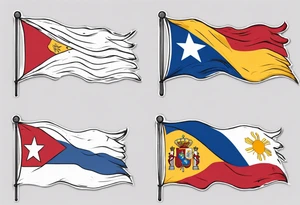 A single waving flag that is the Philippine flag to the left and the Spanish flag to the right tattoo idea