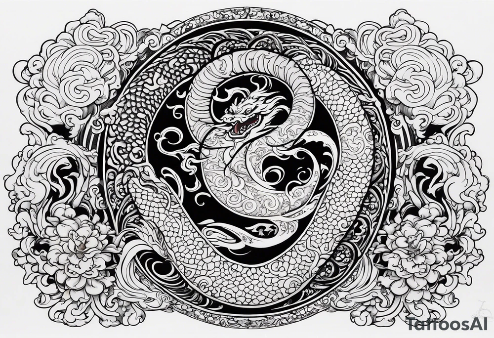 The oroborus in the style of ed hardy the one depicted in the song the end by the doors tattoo idea