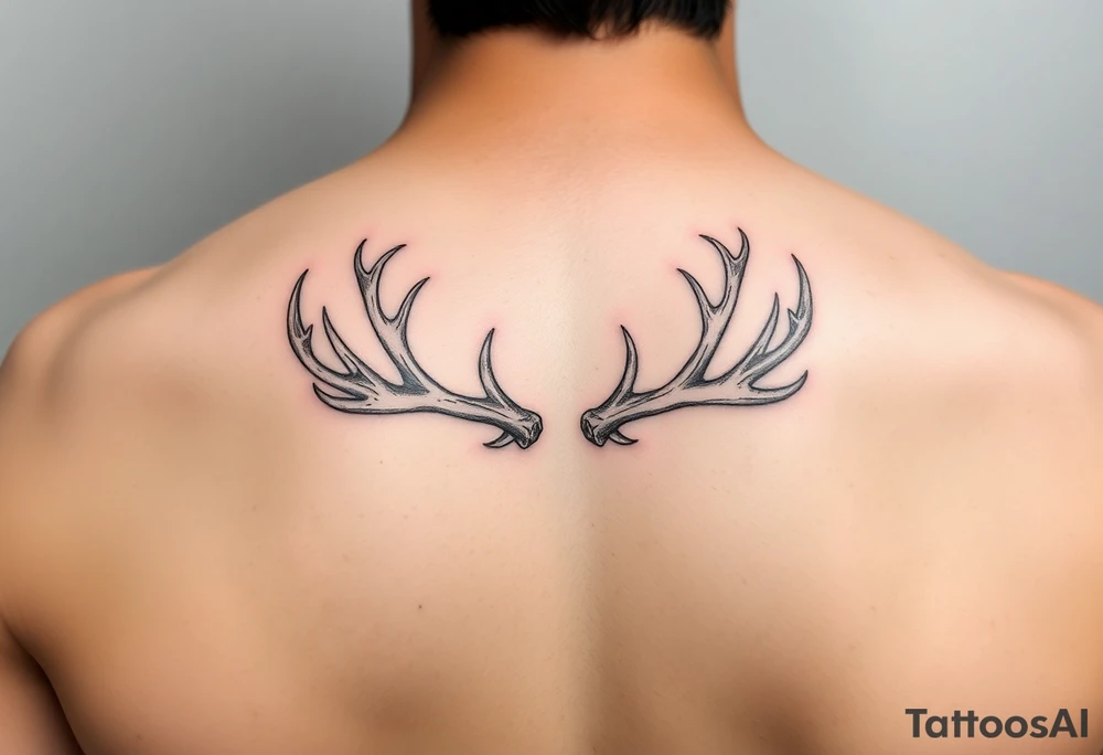 A line of intertwined elk antler sheds and deer antler sheds tattoo idea