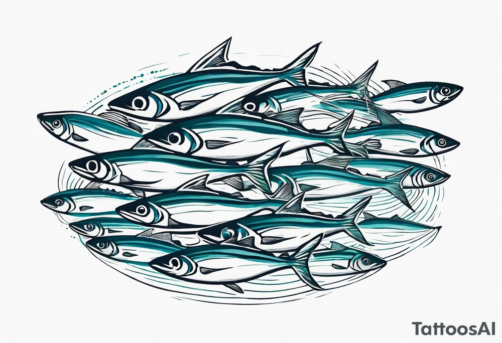 Shoal of mackerel in the ocean tattoo idea