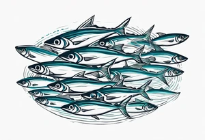 Shoal of mackerel in the ocean tattoo idea