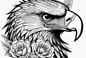 incorporate an eagle, with skull and flowers, can you make it vertical tattoo idea