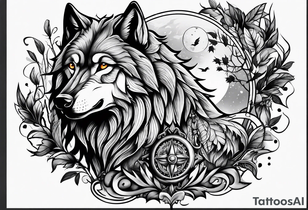 a wolf hunting tattoo idea