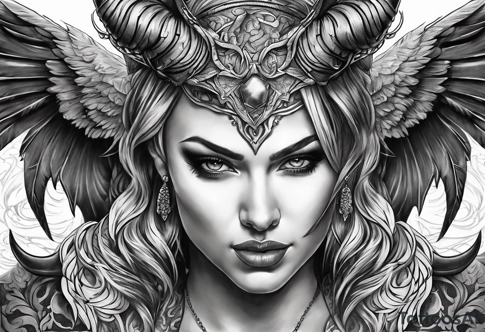 Devil with angel wings aggressive tattoo idea