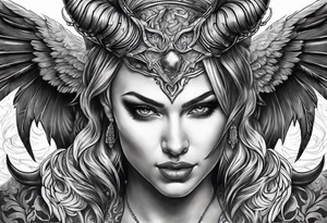 Devil with angel wings aggressive tattoo idea