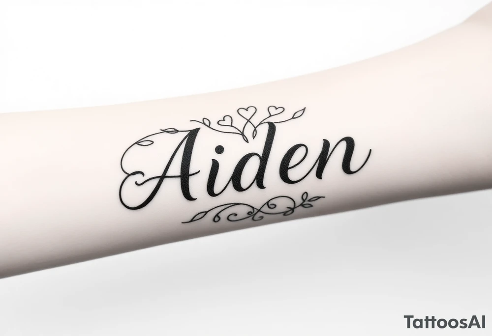 The name Aiden with a love theme
 around it for the forearm tattoo idea