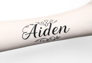 The name Aiden with a love theme
 around it for the forearm tattoo idea