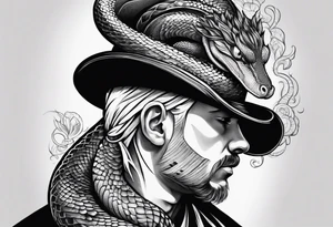 snake on man's head tattoo idea