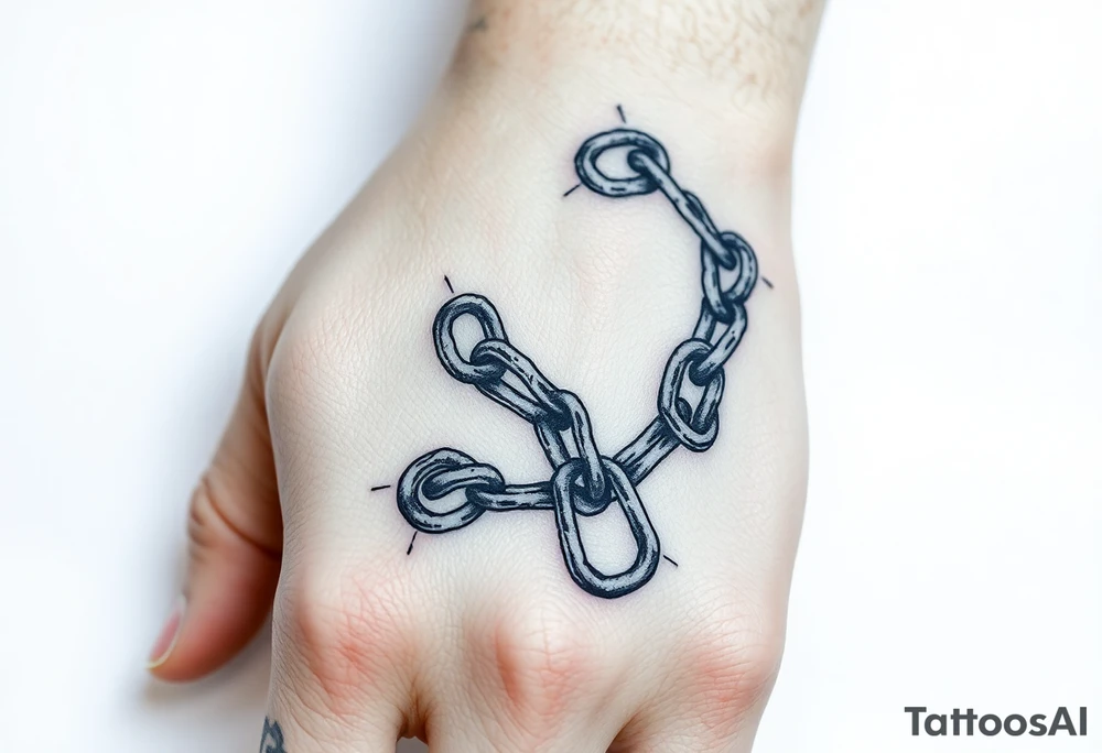 gothic chains intertwined on hand tattoo idea