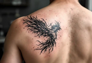 flaming phoenix with textxtue tattoo idea