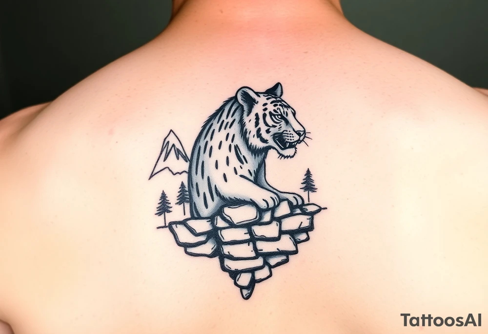 Tiger, grand Teton mountains,  Vermont mountains, firefighter, rock retaining wall tattoo idea