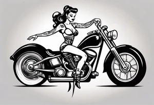 Pinup doll on motorcycle tattoo idea