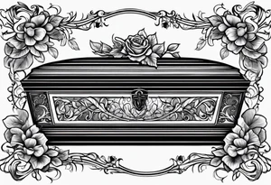 Coffin with leafy vines tattoo idea