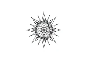 sun and moon with constellation patterns tattoo idea