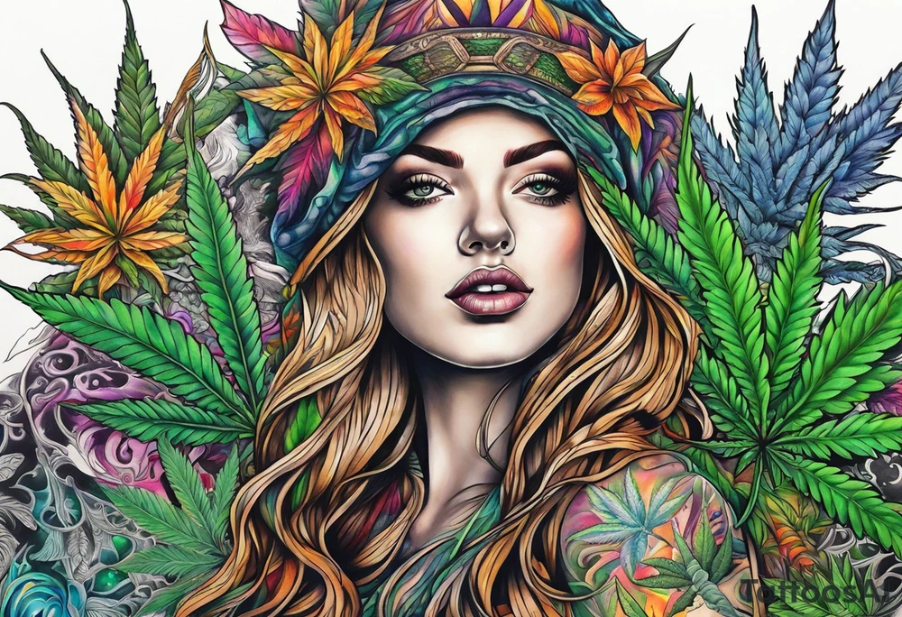 Marijuana and Psychedelic inspired tattoo tattoo idea