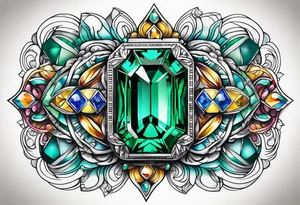 emerald gem, 2 sapphire gems, turquoise gem tattoo idea