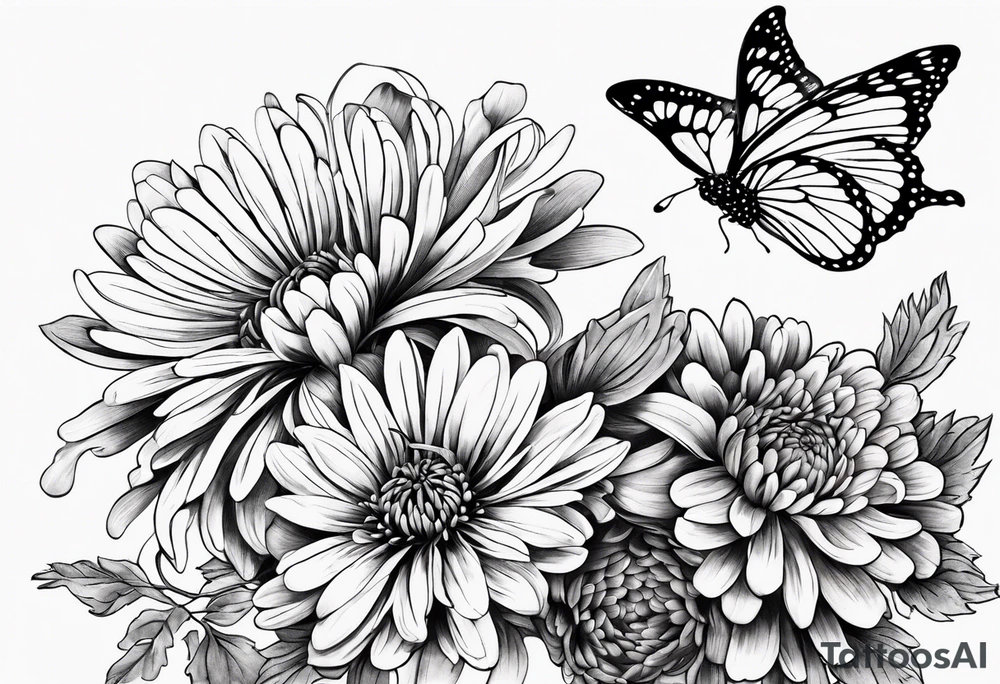 Chrysanthemum and a butterfly tattoo idea