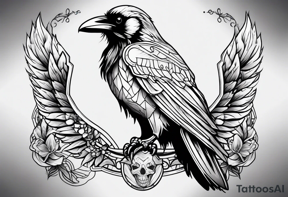 Raven skeleton tattoo idea