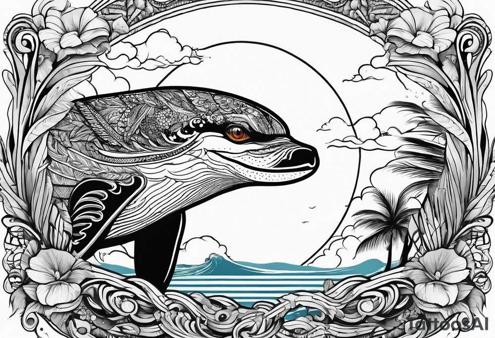 Animal , ocean, palm tattoo idea