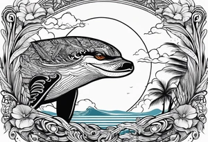 Animal , ocean, palm tattoo idea