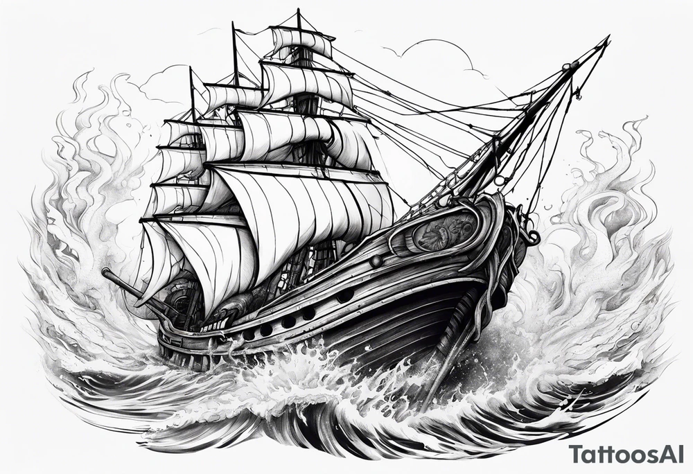 Kraken breaking boat. tattoo idea
