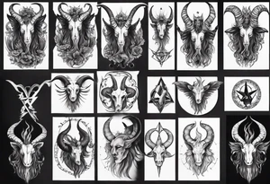 Baphomet full sleeve high contrast human like tattoo idea