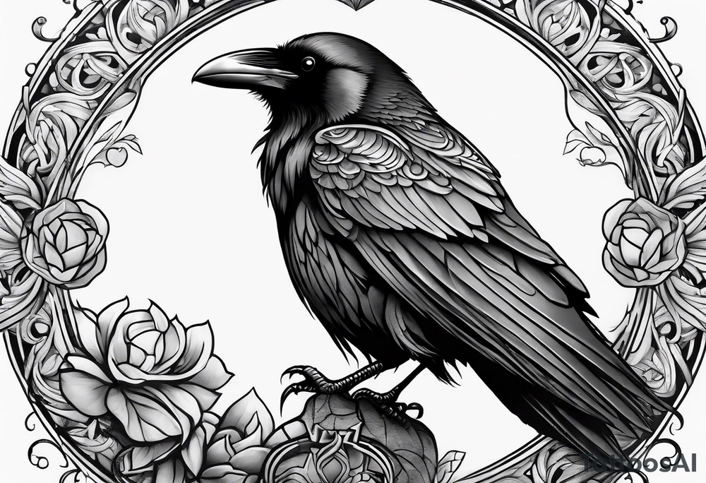 raven perched tattoo idea