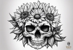Indian blanket flower skull tattoo idea