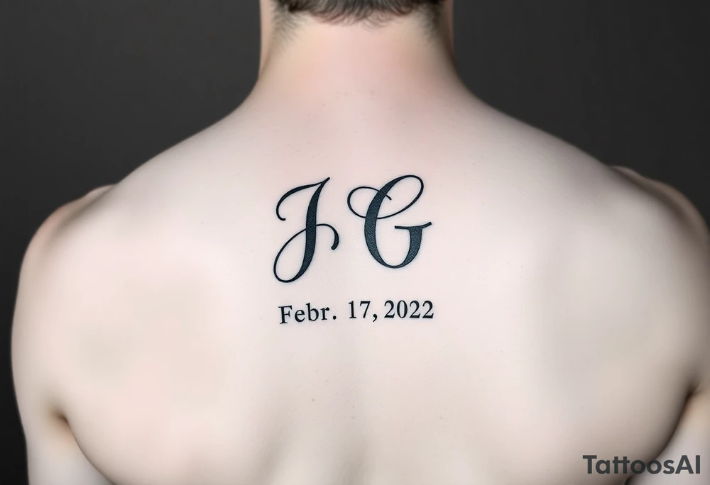 Initials- J and G intertwined
Date- February 17,2022
GPS coordinates- 32.9511205, -96.8190102 tattoo idea