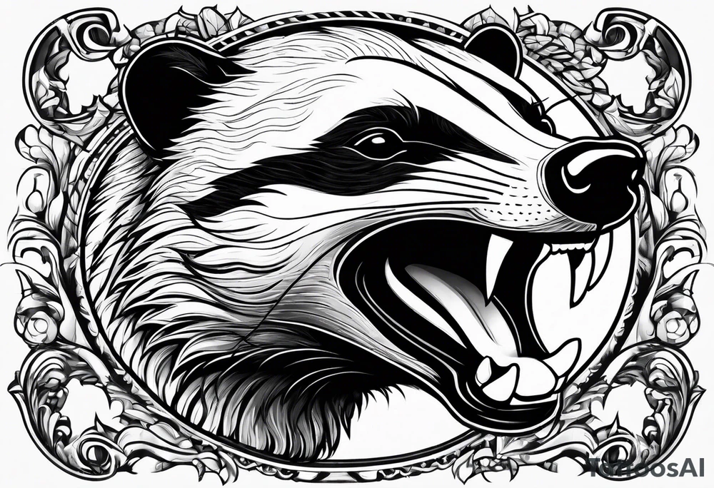badger mouth open tattoo idea