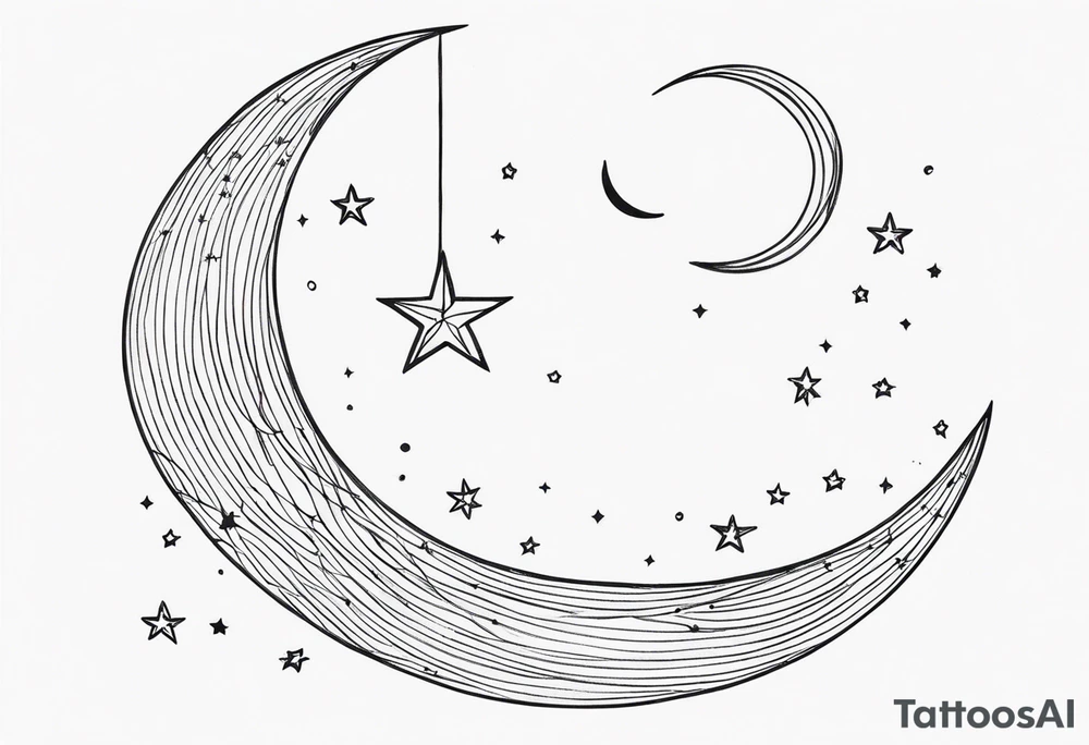 Crescent Moon & Stars tattoo idea