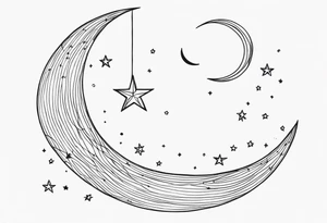 Crescent Moon & Stars tattoo idea