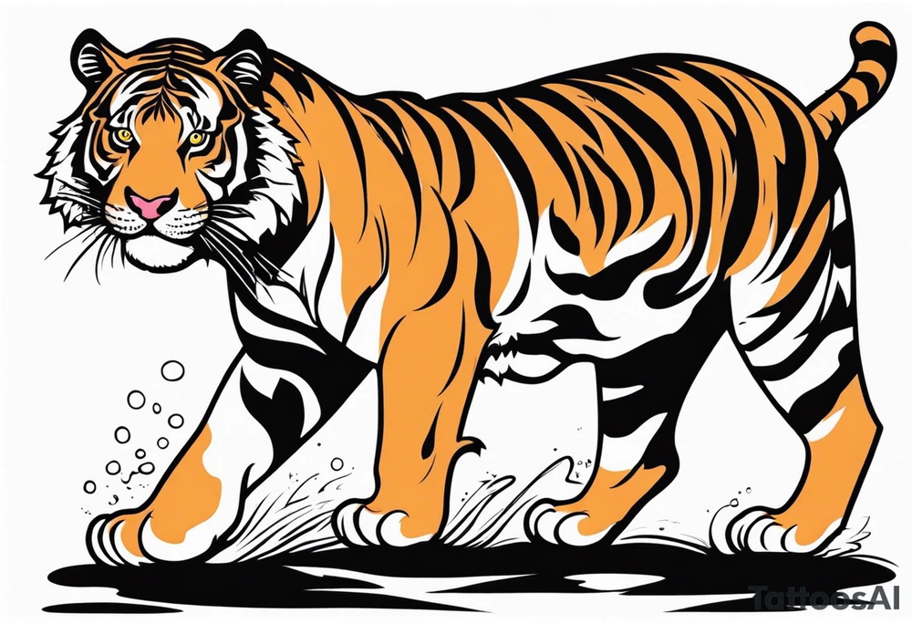Tiger walking tattoo idea